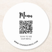 QR-Code für moderne Restaurants Runder Pappuntersetzer (Vorderseite)