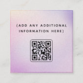 QR-Code für moderne, rosa Lila Medien Quadratische Visitenkarte (Rückseite)