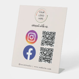 QR-Code für moderne rosa Social Media Sockelschild