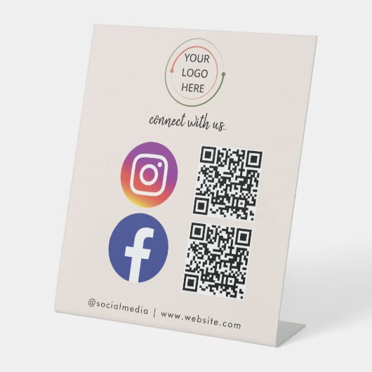 QR-Code für moderne rosa Social Media Sockelschild (Vorderseite)