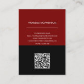 QR-Code für moderne Rot- und Schwarzes Foto Visitenkarte (Rückseite)