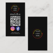 QR-Code für moderne schwarze soziale Medien Visitenkarte (Vorne/Hinten)