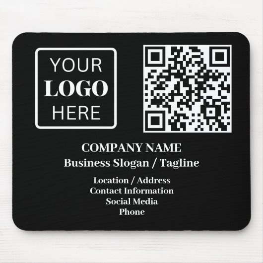 QR-Code für moderne schwarze Unternehmen Mousepad (Vorne)
