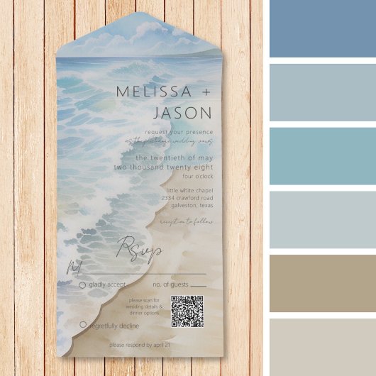 QR-Code für moderne Strandküste All In One Einladung