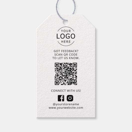 QR-Code für moderne Unternehmen Feedback für Socia Geschenkanhänger (Vorderseite)