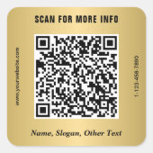 QR-Code für moderne Unternehmen Gold Quadratischer Aufkleber (Vorderseite)