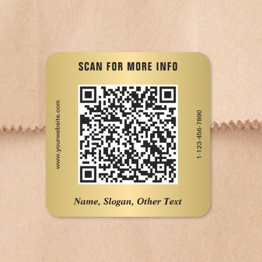QR-Code für moderne Unternehmen Gold Quadratischer Aufkleber