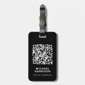 QR-Code für moderne Unternehmen schwarz Gepäckanhänger (Rückseite vertikal)