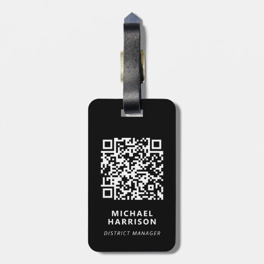 QR-Code für moderne Unternehmen schwarz Gepäckanhänger (Rückseite vertikal)