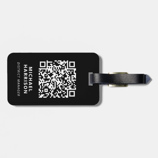 QR-Code für moderne Unternehmen schwarz Gepäckanhänger (Rückseite horizontal)