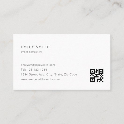 QR-Code für moderne Weibchen Visitenkarte (Rückseite)