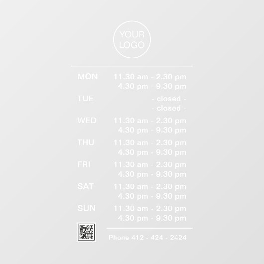 QR-Code für moderne, weiße komplexe Geschäftszeite Fensteraufkleber (Blatt)