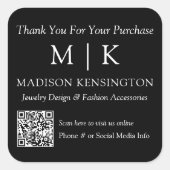 QR-Code für Monogram oder Add-Logo Quadratischer Aufkleber (Vorderseite)