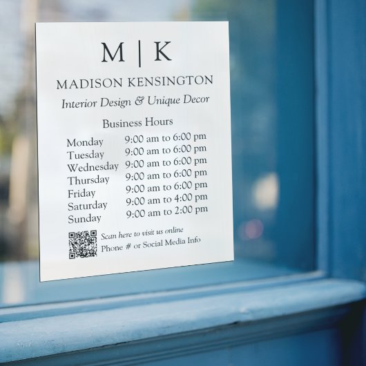 QR-Code für Monogram oder Add-Logos für Geschäftsz Fensteraufkleber