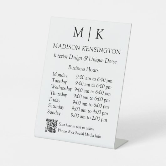 QR-Code für Monogram oder Add-Logos für Geschäftsz Sockelschild (Vorderseite)