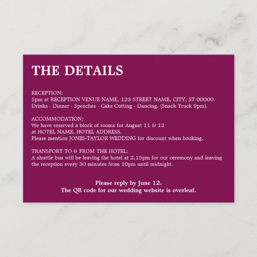 QR-Code für Mulberry-Wine - Hochzeitskarte Begleitkarte (Vorderseite)