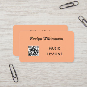 QR-Code für Musiklehrer Stylisch Peach Visitenkarte