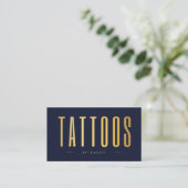 QR-Code für Navy and Gold Tattoo Artist und Logo Visitenkarte (Stehend Vorderseite)