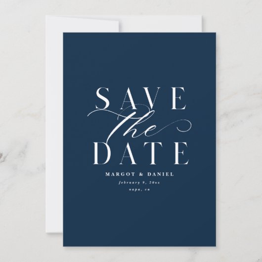 QR-Code für Navy Blue Classic Save the Date Non-Fo (Vorderseite)