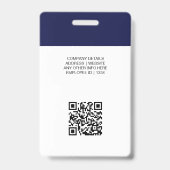 QR-Code für Navy Blue Custom Foto Employee ID Ausweis (Rückseite)