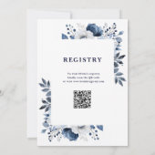 QR-Code für Navy Blue Elegant Floral Brautparty Einladung (Rückseite)