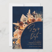 QR-Code für Navy Blue & Terracotta Save the Date Einladung (Vorderseite)