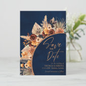 QR-Code für Navy Blue & Terracotta Save the Date Einladung (Stehend Vorderseite)