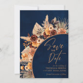 QR-Code für Navy Blue & Terracotta Save the Date Einladung (Vorderseite)