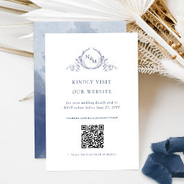 QR-Code für Navy Blue Watercolor Monogram /UAWG On Begleitkarte