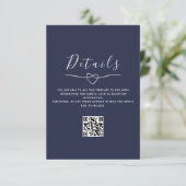 QR-Code für Navy Blue Wedding Begleitkarte (Stehend Vorderseite)