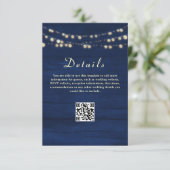 QR-Code für Navy Blue Wedding Begleitkarte (Stehend Vorderseite)