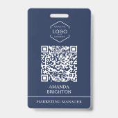 QR-Code für Navy Blue White Business Ausweis (Vorderseite)