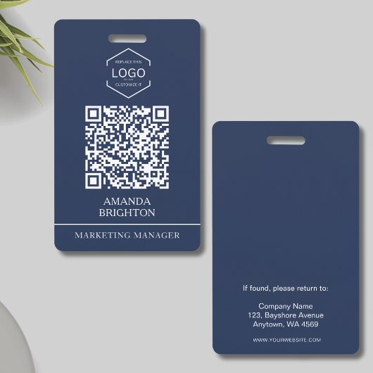 QR-Code für Navy Blue White Business Ausweis