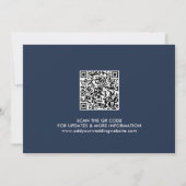 QR-Code für Navy Modern Calligraphy Scannable Save The Date (Rückseite)