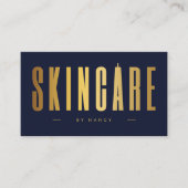 QR-Code für Navy und Gold und Logo für Skincare Visitenkarte (Vorderseite)