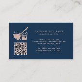 QR-Code für Navy- und Rose-Rosa-Reinigungsdienste Visitenkarte (Rückseite)