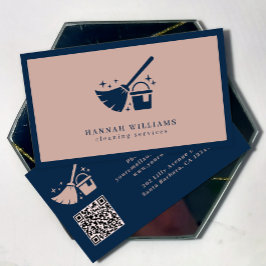 QR-Code für Navy- und Rose-Rosa-Reinigungsdienste Visitenkarte