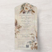 QR-Code für neutrale Bohemische Blume All In One Einladung (Innen Boden)