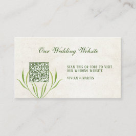 QR-Code für neutrale Creme und Vintage grüne rusti Begleitkarte