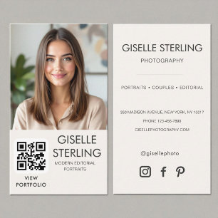 QR-Code für neutrales Minimalistisches Foto Visitenkarte