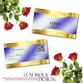 QR-Code für Noble Royal Blue Shiny Gold Borders Visitenkarte