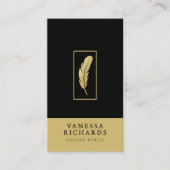 QR-Code für Notare für Black & Gold Feather Visitenkarte (Vorderseite)