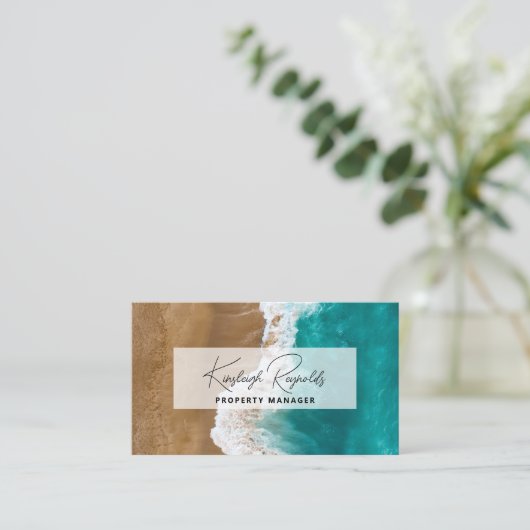 QR-Code für Ocean/Beach Rental Property Manager Visitenkarte (Stehend Vorderseite)