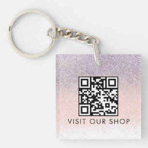 QR-Code für Paare-Unternehmen Monogramm Glitter Schlüsselanhänger