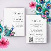 QR-Code für Peacock Tropical Floral Einladung