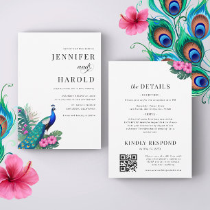 QR-Code für Peacock Tropical Floral Einladung