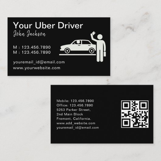 QR-Code für personalisierten Uber-Treiber Visitenkarte (Vorne/Hinten)