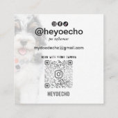 QR-Code für personalisiertes doppeltes Foto Quadratische Visitenkarte (Rückseite)