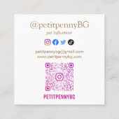 QR-Code für personalisiertes Foto Quadratische Visitenkarte (Rückseite)