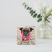 QR-Code für personalisiertes Foto Quadratische Visitenkarte (Stehend Vorderseite)